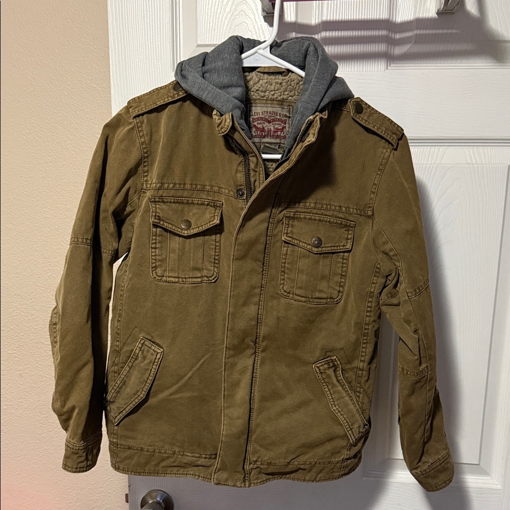 Boys Levi’s Brown Jacket with Hoodie - Picture 2 of 4